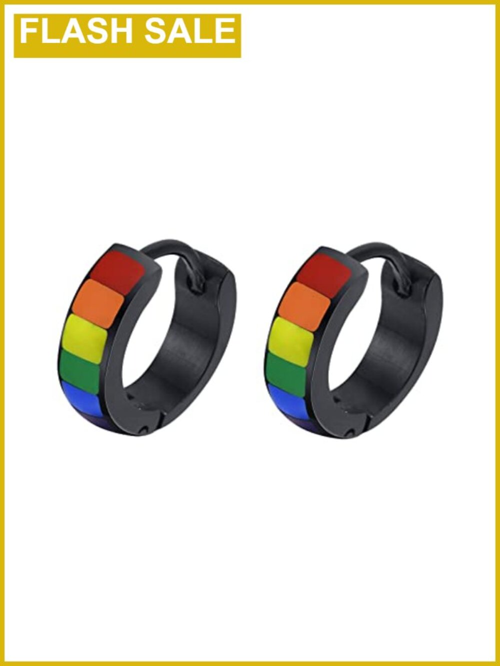 Stainless Steel Rainbow LGBT Pride Huggie Hoop Earrings Unisex